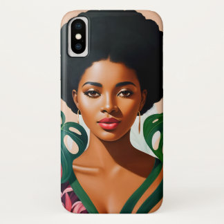 Case-Mate iPhone Case Afro Black Woman Monstera Deliciosa Botanique