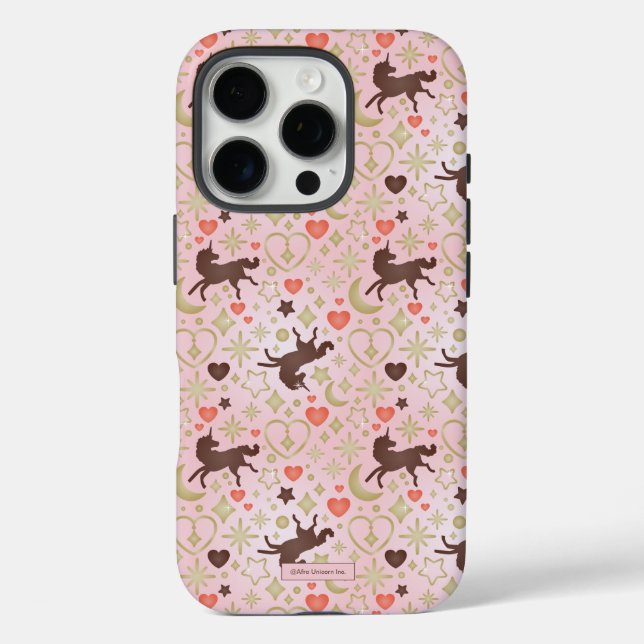 Coques Case-Mate iPhone Afro Unicorn Coeur et Star Motif rose (Verso)