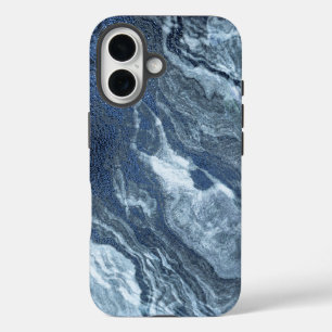 Coque Pour iPhone 16 Agate bleue cristallisée   Pierre marbrée en ardoi