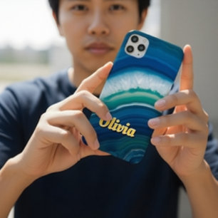 Case-Mate iPhone Case Agate Bleue & Géode de Teal Luxe Personnalisé