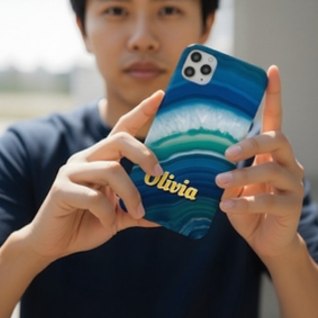 Coques Case-Mate iPhone Agate Bleue & Géode de Teal Luxe Personnalisé (Créateur téléchargé)