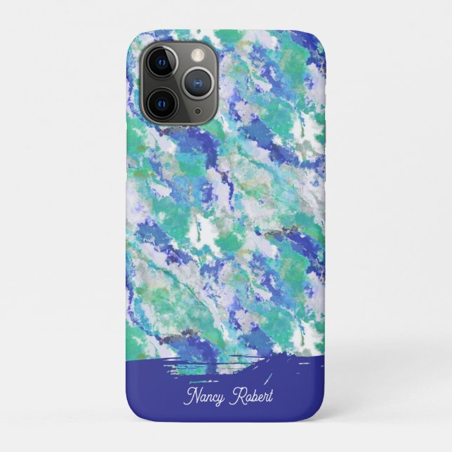 Coques Case-Mate iPhone Agate Bleue Personnalisée Pierre Naturelle (Dos)