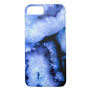 Coque iPhone 7 Agate de quartz bleu, Geodes bleues, motif abstrai