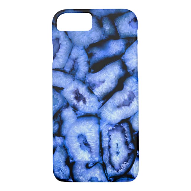 Coques Case-Mate iPhone Agate de quartz bleu, Geodes bleues, motif abstrai (Dos)
