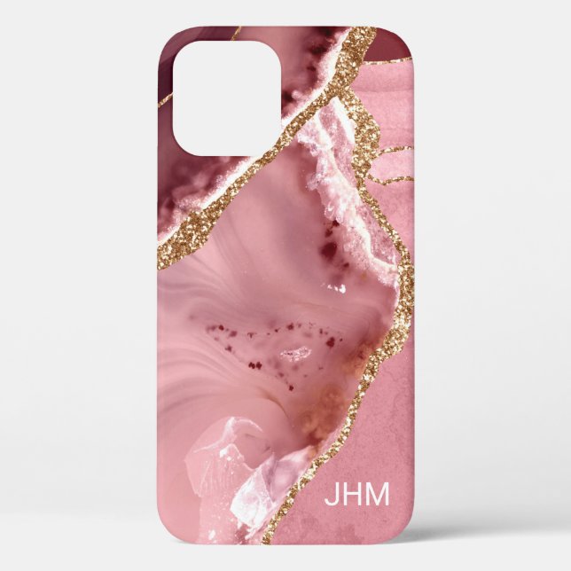 Coques Case-Mate iPhone Agate d'or Rose moderne (Verso)