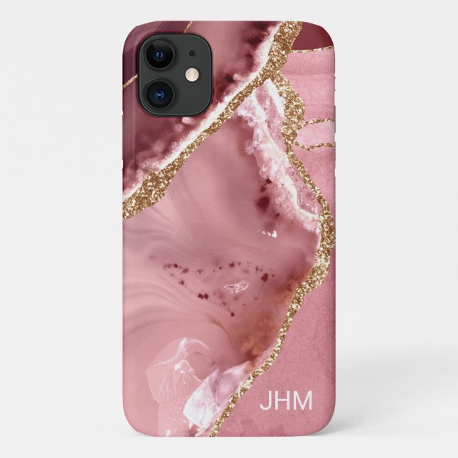 Coques Case-Mate iPhone Agate d'or Rose moderne (Dos)