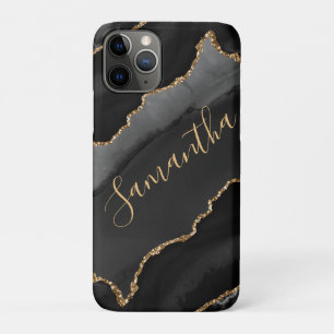 Case-Mate iPhone Case Agate fausse pailletée noire et or
