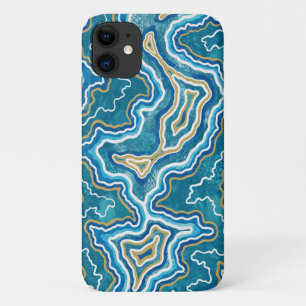 Case-Mate iPhone Case Agate graphique en or bleu