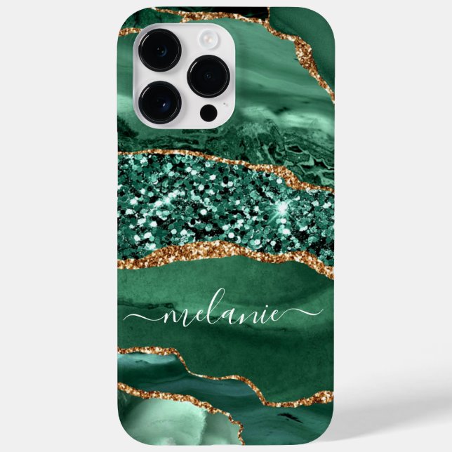 Coques Case-Mate iPhone Agate Green Gold Parties scintillant Marbre Nom pe (Verso)