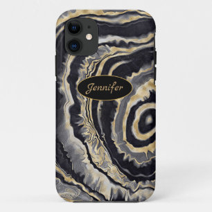 Case-Mate iPhone Case Agate Moderne Noir & Cristal Doré Personnalisé