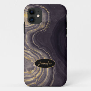 Case-Mate iPhone Case Agate Moderne Violet & Cristal Doré Personnalisé