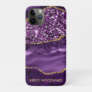 Case-Mate iPhone Case Agate océanique élégante violette et dorée paillet