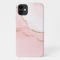 Agate rose vierge avec ruban or Élégant