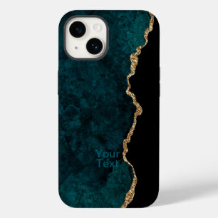 Coque Case-Mate iPhone Agate sarcelle et or