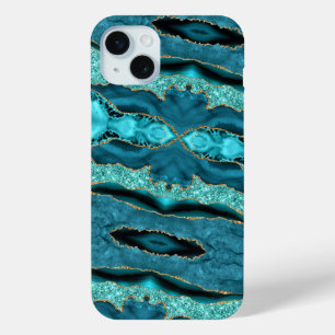 Coque Case-Mate iPhone Agate Turquoise Blue Gold Parties scintillant Turq