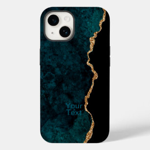 Coque Case-Mate iPhone Agate turquoise et Gold
