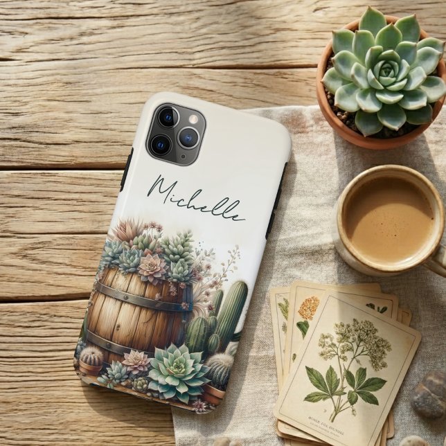 Coques Case-Mate iPhone Agencement Rustique de Succulentes et Cactus (Créateur téléchargé)