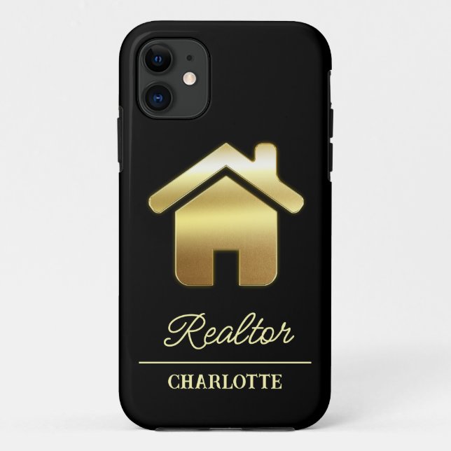 Coques Case-Mate iPhone Agent immobilier Black & Gold personnalisé (Dos)