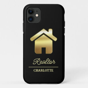 Case-Mate iPhone Case Agent immobilier personnalisé noir et or 