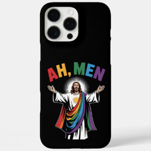 Coque iPhone 16 Pro Max Ah Men Drôle Jésus LGBTQ Gay Pride Arc-en-ciel