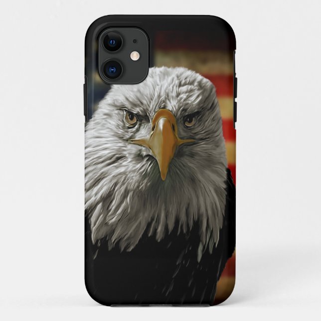 Coques Case-Mate iPhone Aigle américain chauve sur drapeau grunge (Dos)
