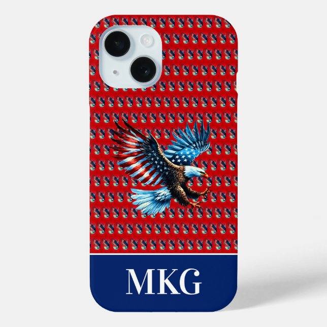 Coques Case-Mate iPhone Aigle Américain Patriotique Rouge Blanc Bleu (Verso)
