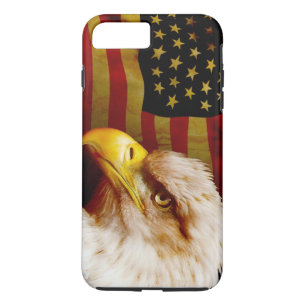 Coque iPhone 8 Plus/7 Plus Aigle chauve avec le drapeau