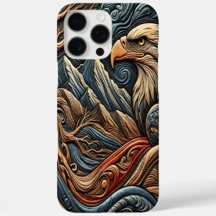 Coque iPhone 16 Pro Max Aigle dans un art au look cuir sauvage
