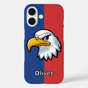 Coque Pour iPhone 16 Aigle de dessin animé patriotique personnalisé gra