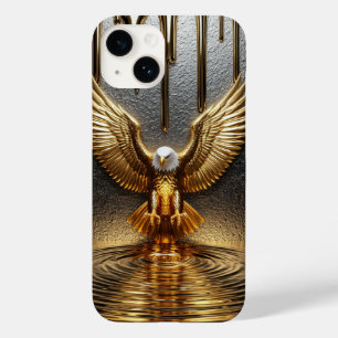 Coque Case-Mate iPhone ✨ Aigle doré majestueux, métal liquide qui goutte,