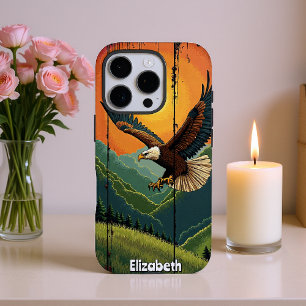 Coque iPhone 16 Pro Aigle en flammes, Majesté du coucher du soleil