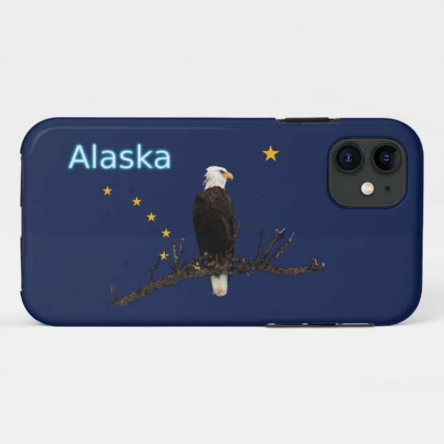 Coques Case-Mate iPhone Aigle Et Drapeau De L'Alaska (Dos (Horizontal))