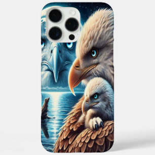 Coque iPhone 16 Pro Max Aigle majestueux au-dessus de lune océanique lumin