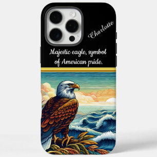Coque iPhone 16 Pro Max Aigle majestueux perché au coucher du soleil au bo