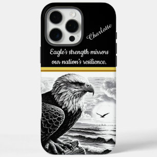 Coque iPhone 16 Pro Max Aigle majestueux perché au lever du soleil au bord