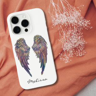 Coque iPhone 16 Pro Ailes Angel, Cute Whimsical Metallical Personnalis