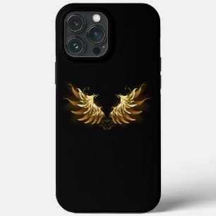 Case-Mate iPhone Case Ailes d'Ange d'or sur arrière - plan noir
