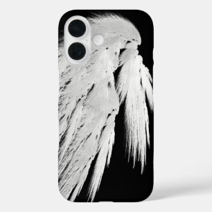 Coques iPhone 16 AILES D'ANGE Gris plumes touchées Gauche sur mesur