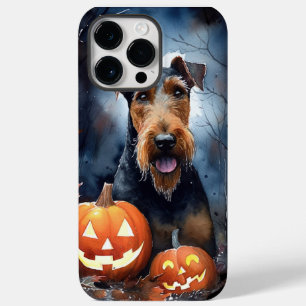 Coque Case-Mate iPhone Airedale d'Halloween avec citrouilles effrayantes