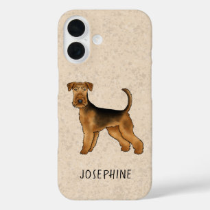 Coque Pour iPhone 16 Airedale Terrier Dessin Chien Avec Nom Personnalis