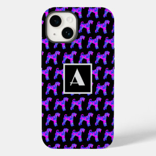 Coque Case-Mate iPhone Airedale Terrier Dog Pnk Blu Silhouette Mono Noir