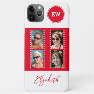 Case-Mate iPhone Case Ajouter 4 photos initiales et nom rouge et blanc