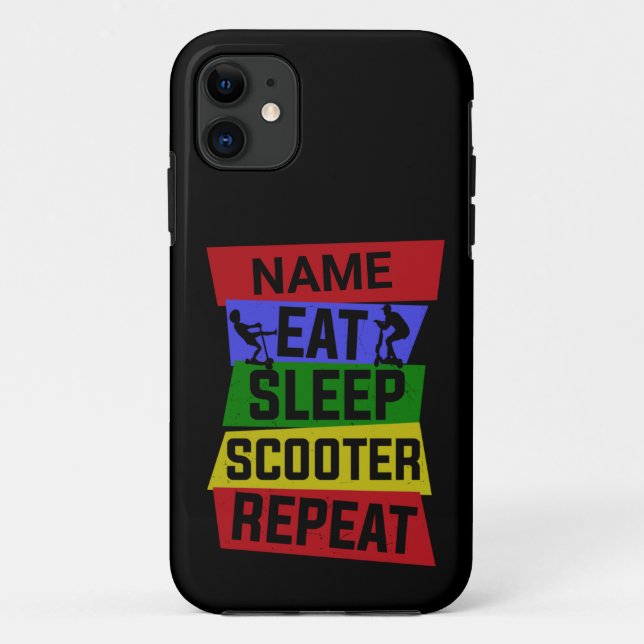 Coques Case-Mate iPhone Ajouter le nom Eat Sleep Scooter Répéter (Dos)