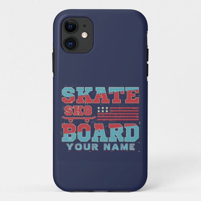 Coques Case-Mate iPhone Ajouter le nom Texte Skate SK8 USA Indicateur Roug (Dos)