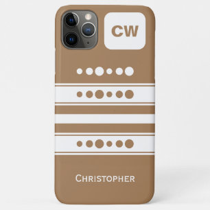 Case-Mate iPhone Case Ajouter les initiales et le nom rayé blanc et brun