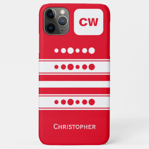 Case-Mate iPhone Case Ajouter les initiales et le nom rayé blanc et roug