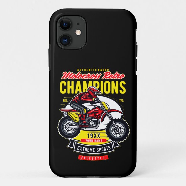 Coques Case-Mate iPhone Ajouter un nom Année Motocross Retro Champions Rid (Dos)