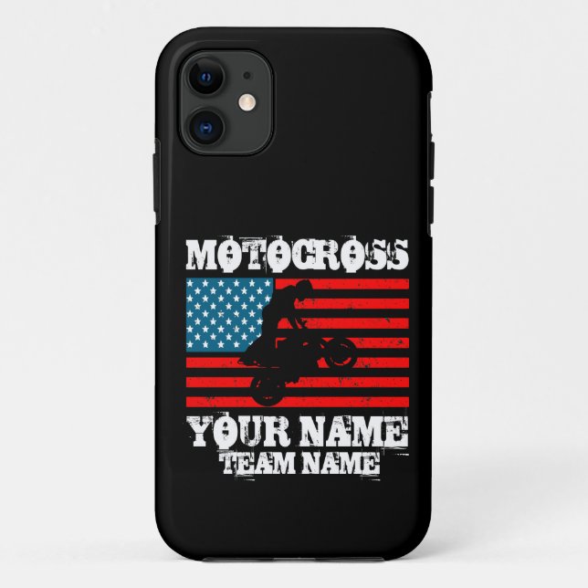 Coques Case-Mate iPhone Ajouter un nom Nom d'équipe etc MOTOCROSS Rider US (Dos)