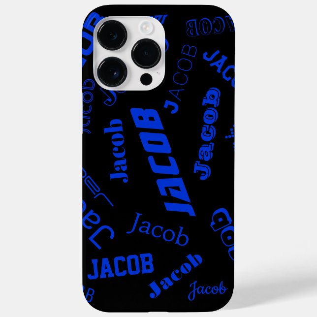 Coques Case-Mate iPhone Ajouter un nom ou un mot | Bleu et noir (Verso)