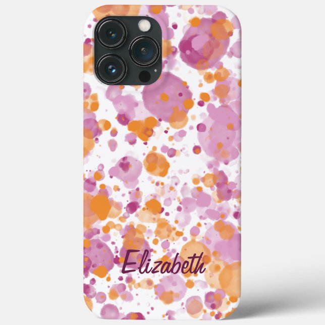 Coques Case-Mate iPhone Ajouter un nom Texte à Orange Violet Abstrait Écla (Verso)